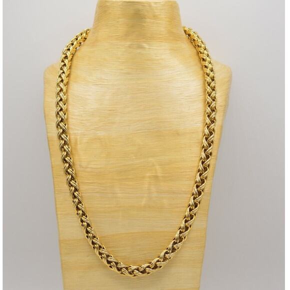 Givenchy Vintage Necklace HEAVY Wheat Chain Chunky Runway Signed AS IS  80s BinG - Picture 2 of 12
